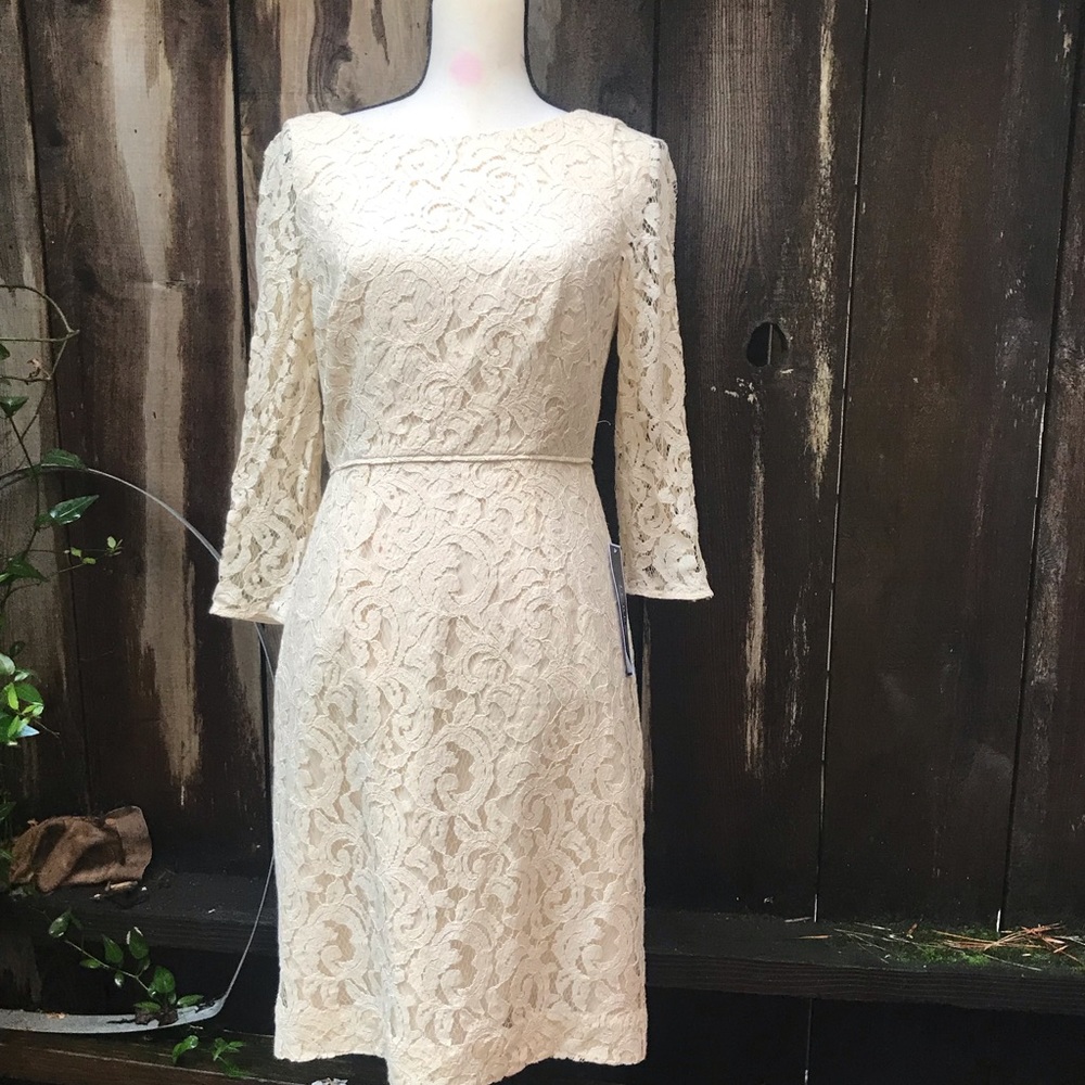 J Crew NWT lace retro style dress creme  size 4 wedding